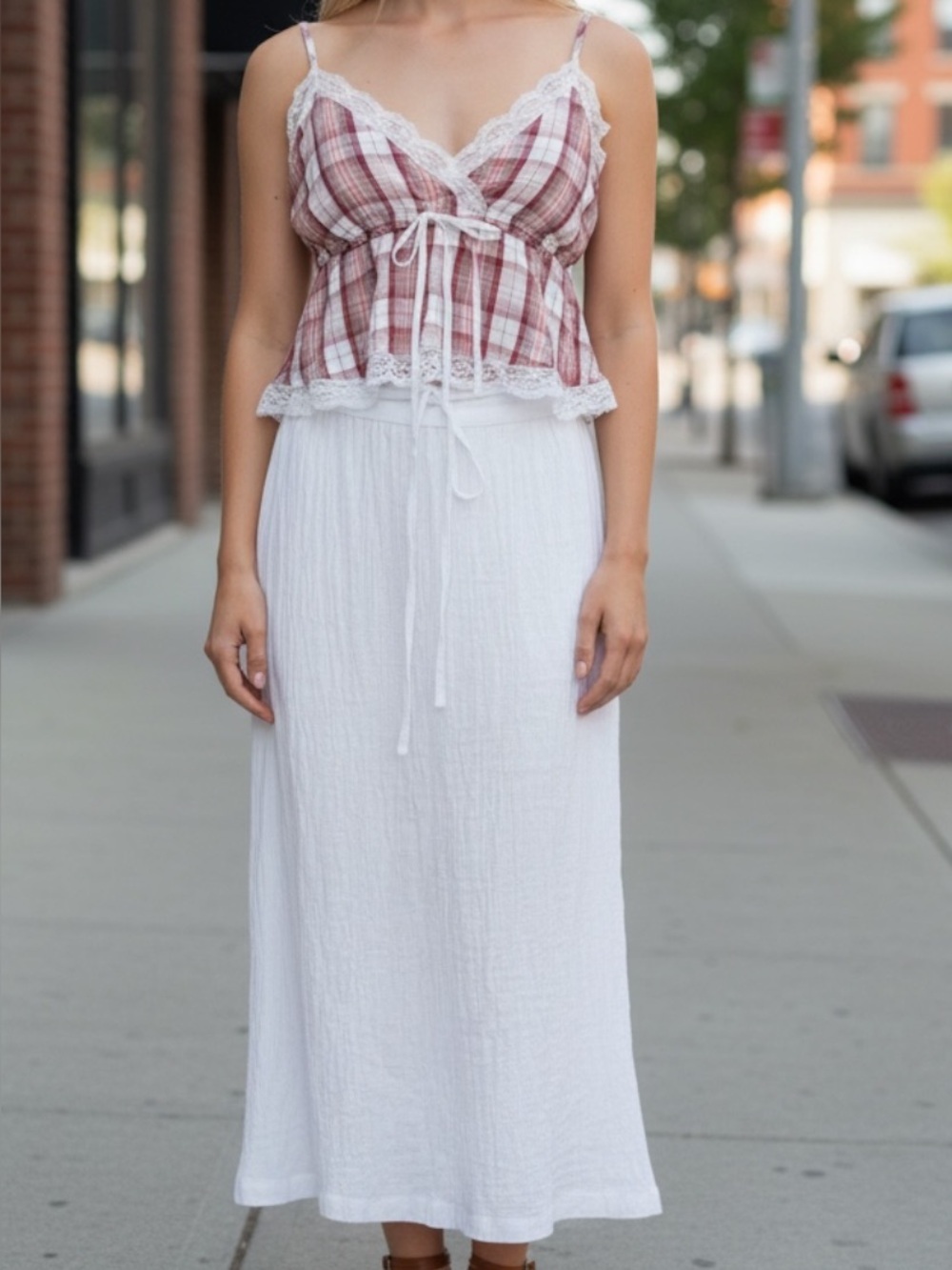 NWT Tahari 100% Crinkle Linen European Flax Skirt Light Blue SZ L